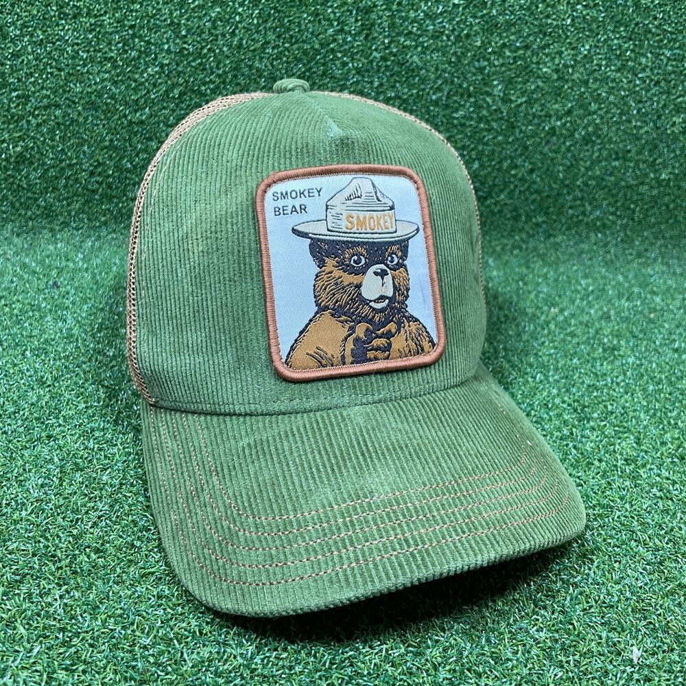 Smokey Bear Green Corduroy Snapback Trucker Hat